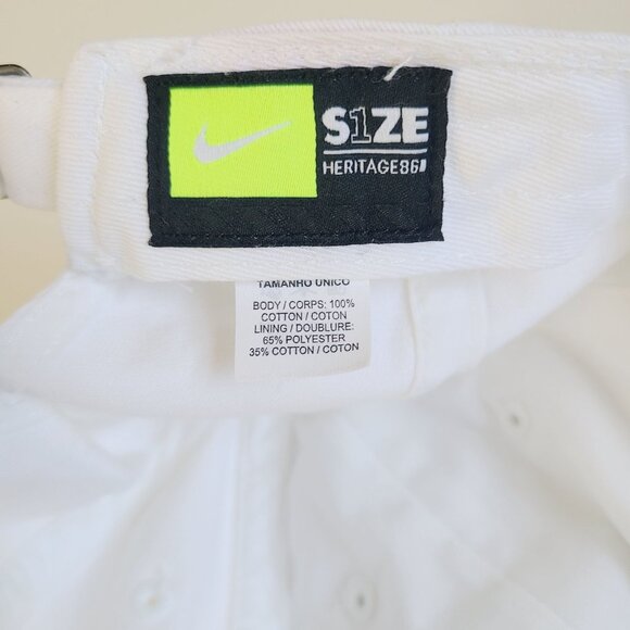 Nike Hat Cap Strap Back White Black Swoosh Embroidered Casual Men's Adjustable - Picture 8 of 12